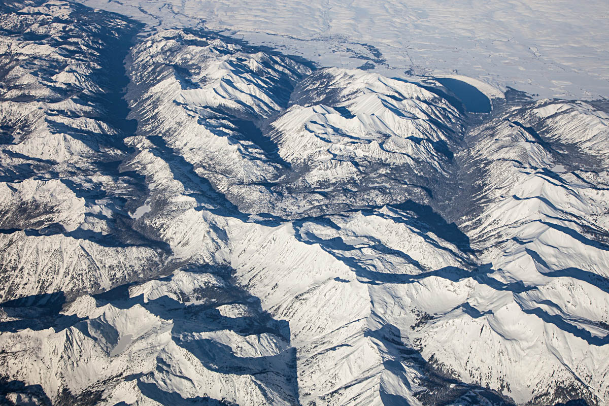 Glacial valleys and frontal fault zone on the north side of the Wallowa Mountains, Oregon.