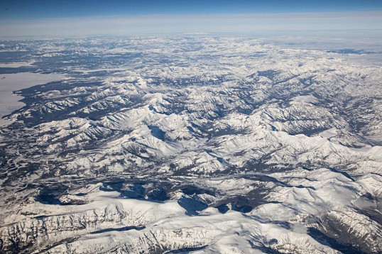 Absaroka Range, east edge of Yellowstone Lake on left.