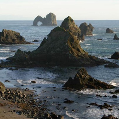 Sea stacks and sea arch, southern Oregon